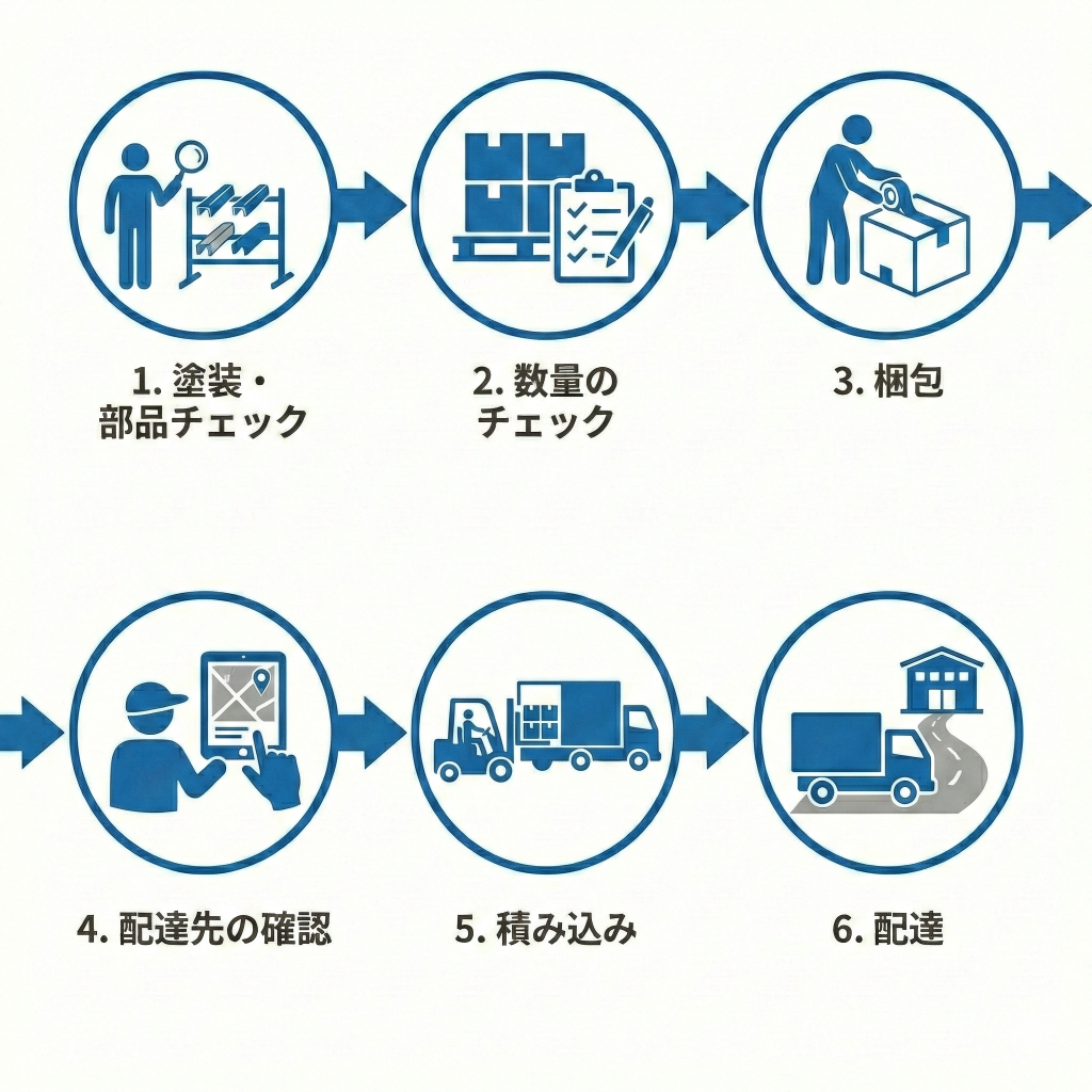 製品梱包・配達スタッフの仕事の流れ